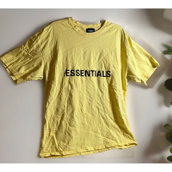 Fear of God Other - Fear Of God Essentials T-Shirt Yellow Spell Out Logo Size Large Short Sleeve.  K